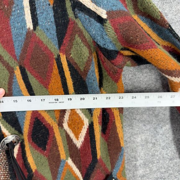 Cotton & Rye Cardigan Women XL Brown Geometric Open Front Long Sleeve Pockets - Picture 4 of 7